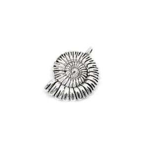 1 Pc Tibetan Silver Ammonite Fossil Spiral Sea Shell 37X27mm 3D Large Charms Pendants