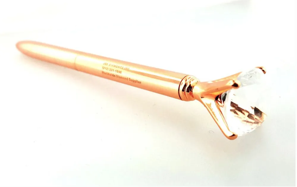1 Rose Gold Pen with Big Diamond/Crystal,Metal Ballpoint Pen,Rose Gold Black Ink
