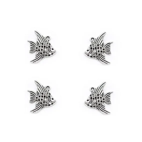 10 Pcs Tibetan Silver Angel Fish Angelfish Sea Water 21X19mm Charms Pendants