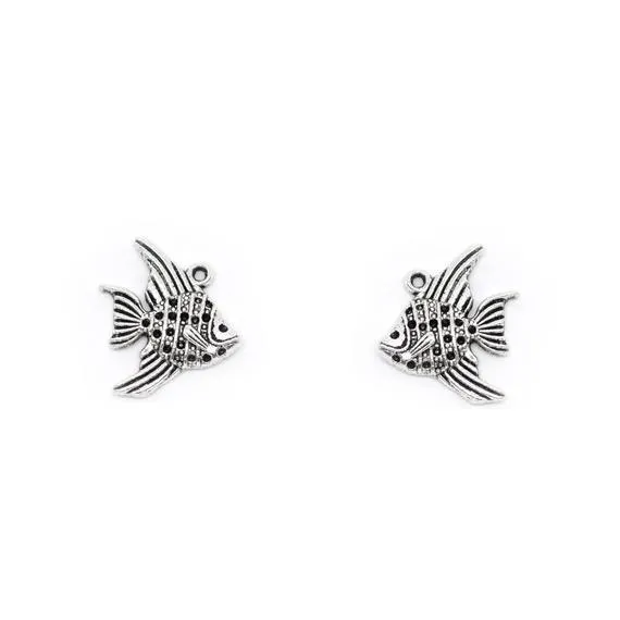 10 Pcs Tibetan Silver Angel Fish Angelfish Sea Water 21X19mm Charms Pendants