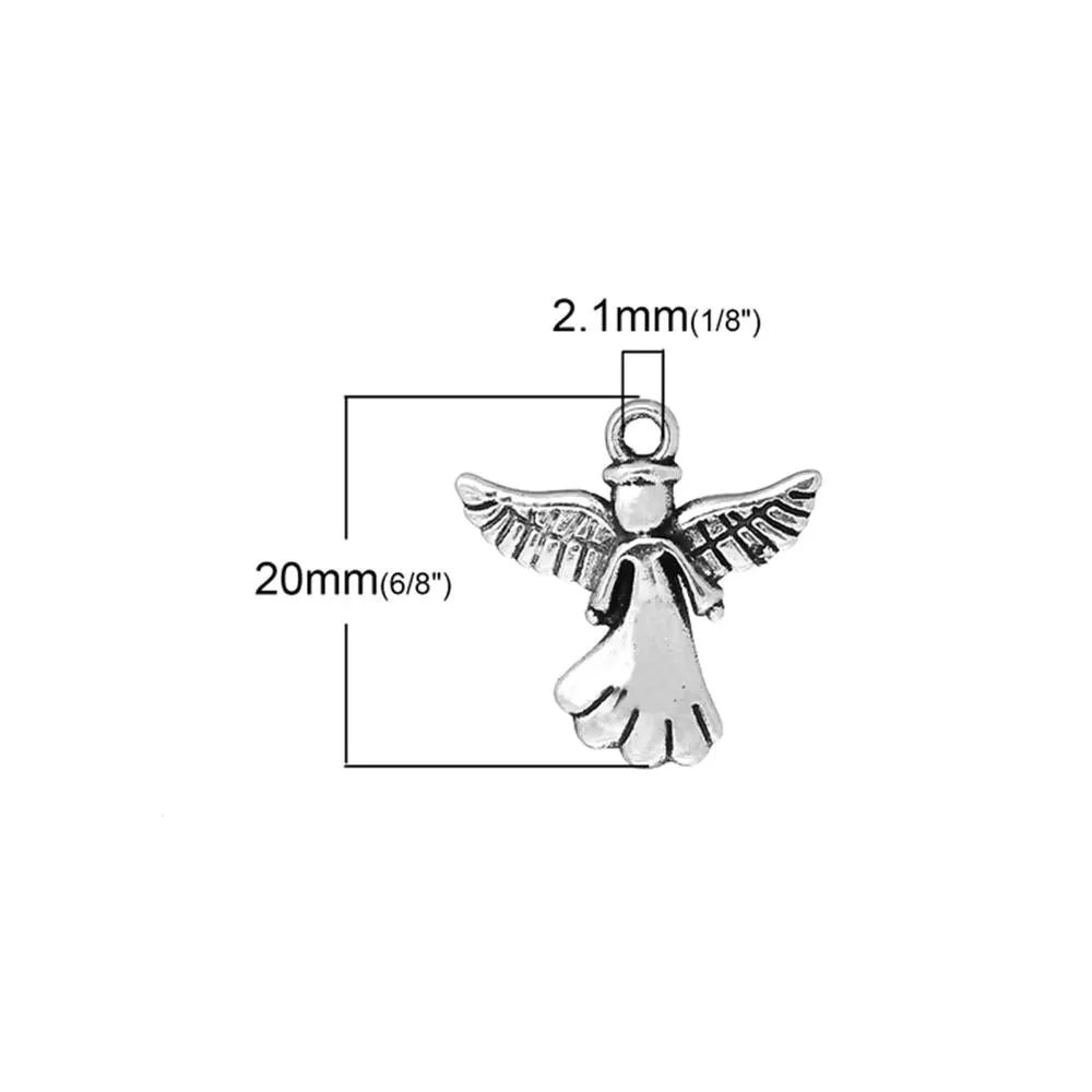 10 Pcs Tibetan Silver ANGEL WITH HALO 20mm x 20mm Charms Pendants, Lead & Nickel Free Metal Charms Pendants Beads