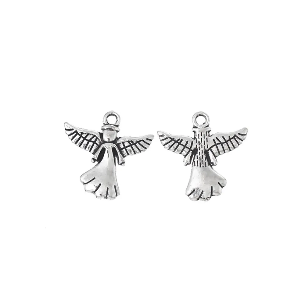 10 Pcs Tibetan Silver ANGEL WITH HALO 20mm x 20mm Charms Pendants, Lead & Nickel Free Metal Charms Pendants Beads