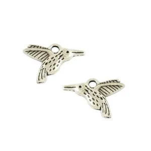 10 Pcs Tibetan Silver Bird Hovering Flying Humming 12mm x 17mm 3D Charms Pendants