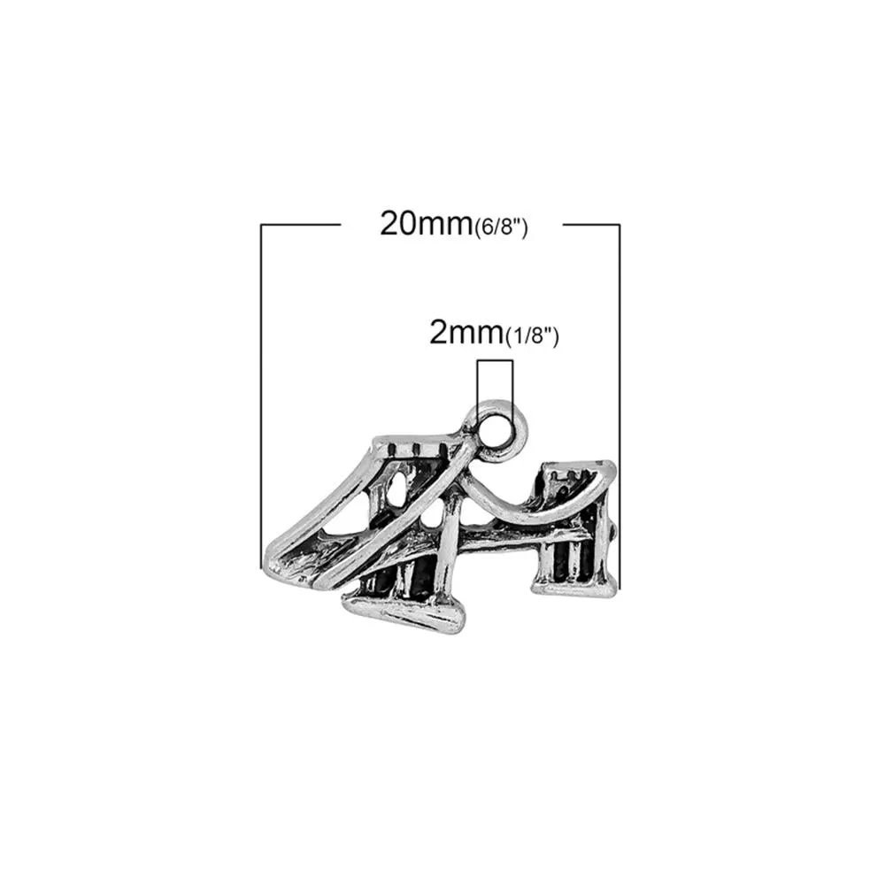 10 Pcs Tibetan Silver BROOKLYN BRIDGE 20mm x 14mm Charms Pendants, Lead & Nickel Free Metal Charms Pendants Beads