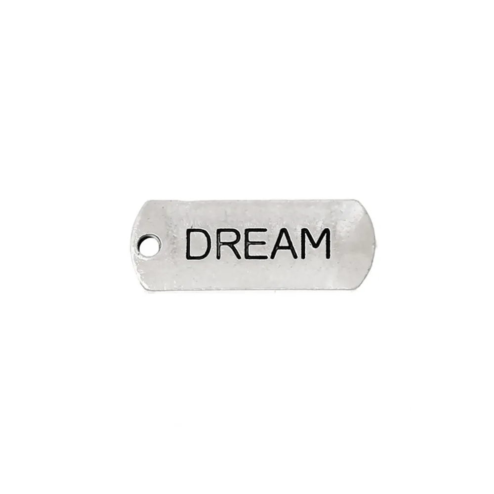 10 Pcs Tibetan Silver DREAM 21mm x 8mm Charms Pendants, Lead & Nickel Free Metal Charms Pendants Beads
