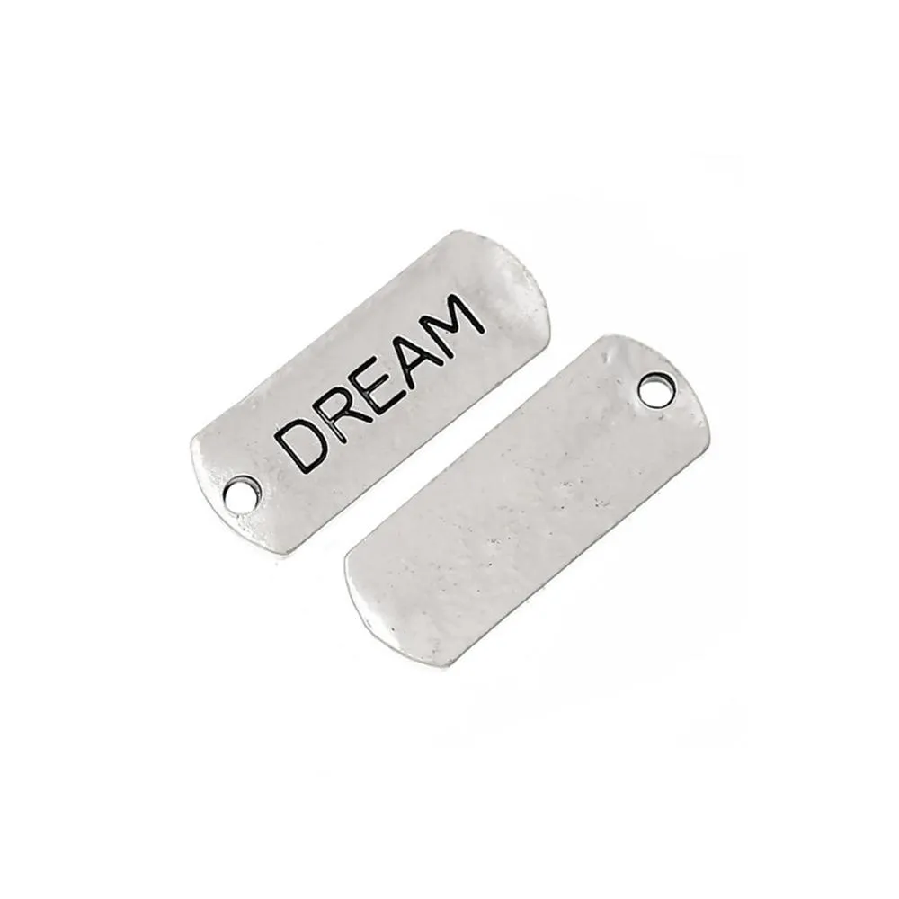 10 Pcs Tibetan Silver DREAM 21mm x 8mm Charms Pendants, Lead & Nickel Free Metal Charms Pendants Beads