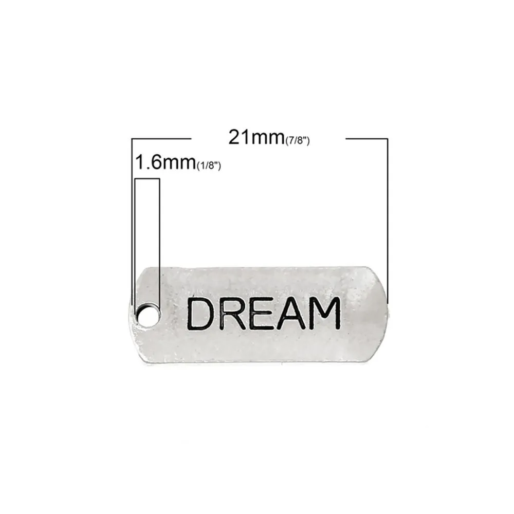 10 Pcs Tibetan Silver DREAM 21mm x 8mm Charms Pendants, Lead & Nickel Free Metal Charms Pendants Beads