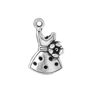 10 Pcs Tibetan Silver DRESS WITH FLOWER 20mm x 12mm Charms Pendants, Lead & Nickel Free Metal Charms Pendants Beads