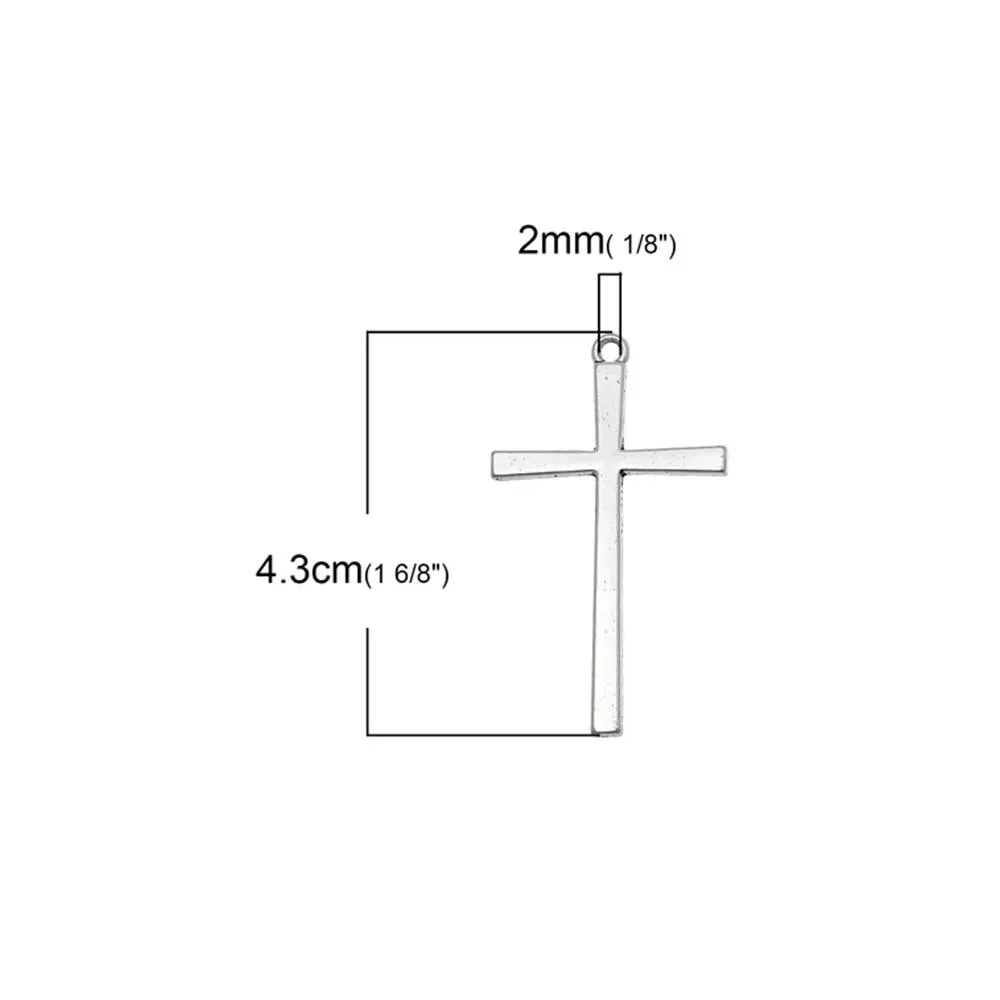 10 Pcs Tibetan Silver EATSER CROSS 43mm x 25mm Charms Pendants, Lead & Nickel Free Metal Charms Pendants Beads