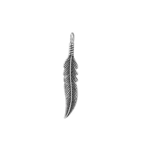 10 Pcs Tibetan Silver FEATHER (2mm HOLE) 37mm x 7mm Charms Pendants, Lead & Nickel Free Metal Charms Pendants Beads