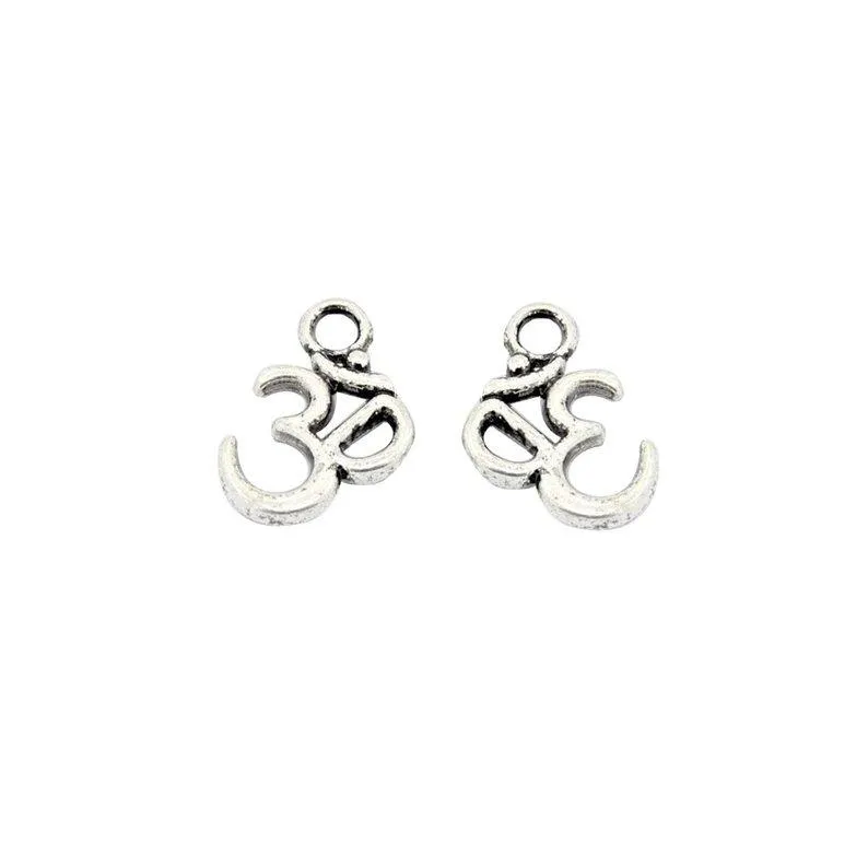 10 Pcs Tibetan Silver OHM / OM Double Sided 16mm x 11mm Charms Pendants