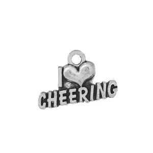 10 Pcs Tibetan Silver "I LOVE CHEER LEADING" 20mm x 13mm Charms Pendants, Lead & Nickel Free Metal Charms Pendants Beads