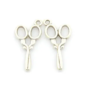 10 Pcs Tibetan Silver Scissors Sewing Hairdressing 30mm x 14mm 3D Charms Pendants