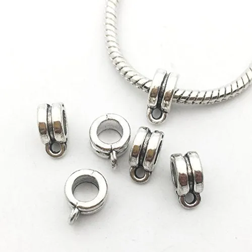 100g (about 125pcs) Mixed Antique Tibetan Silver Bail Tube Beads,Spacer Bead，Bail beads，Bead Hanger Fit Charm European Bracelet Pendant M79