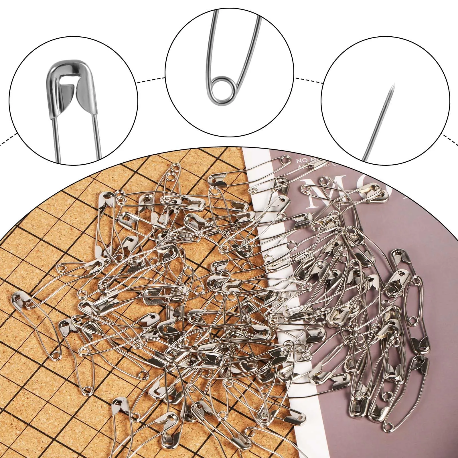 100pcs Curved Safety Pins, 1.5in Quilting Basting Pins Bent Safety Pins Sewing Safety Pins Accessories for Crafting Quilting Knitting Sewing(Silver)