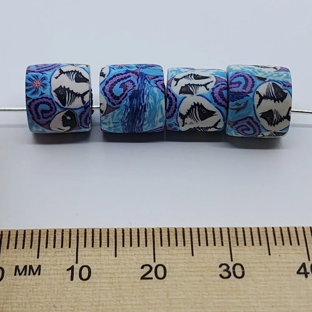 10mm Tube Fimo Beads (10) - Fish Bones
