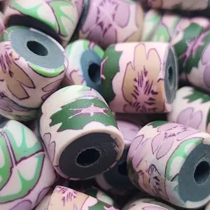 10mm Tube Fimo Beads (10) - Vintage Floral