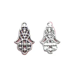 10Pcs Tibetan Silver Hamsa Hand Talisman For Protection 22mm x 15mm Charms Pendants
