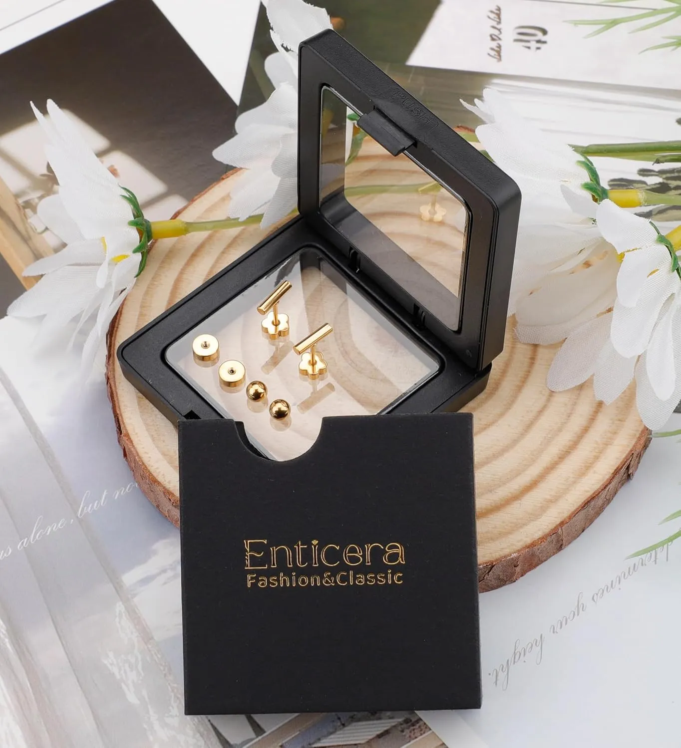 14K Gold Stud Earrings for Women 20g Leaf Cross Bar Handmade Flat Back Earrings Hypoallergenic Nap Screw Back Cartilage Earrings Gold Bar