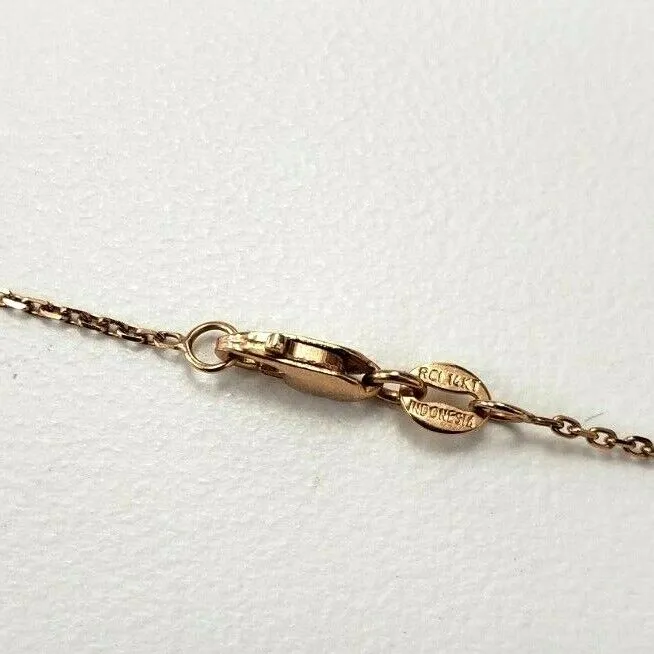 14K Rose Gold Necklace 15CT Natural AMBER with Real Mosquito & Diamond 16' inch