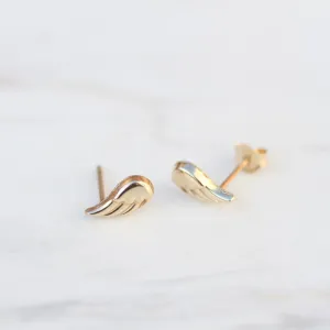 14K Yellow Gold Angel Wing Post Earrings