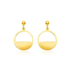 14k Yellow Gold Half Open Circle Earrings