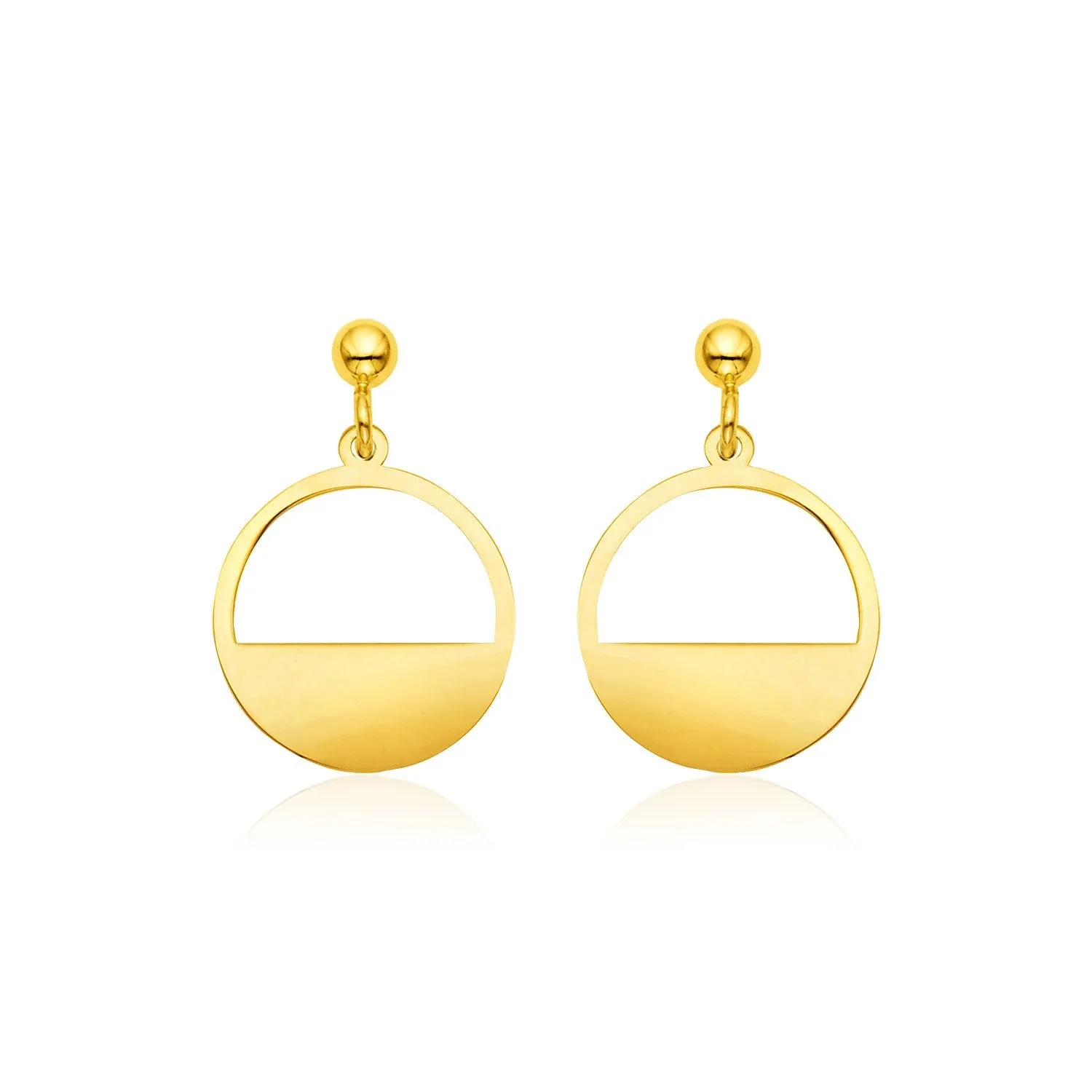 14k Yellow Gold Half Open Circle Earrings