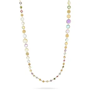 18K Yellow Gold Multicolor Gemstone Graduated Necklace