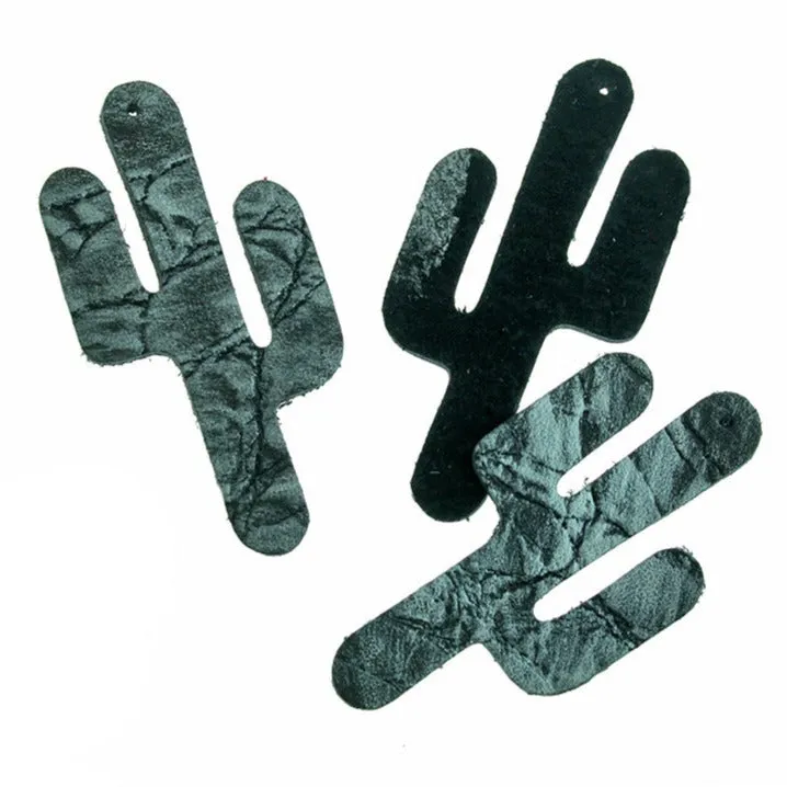 2 Imitation Leather Pendants - Cactus - Choose Your Color!