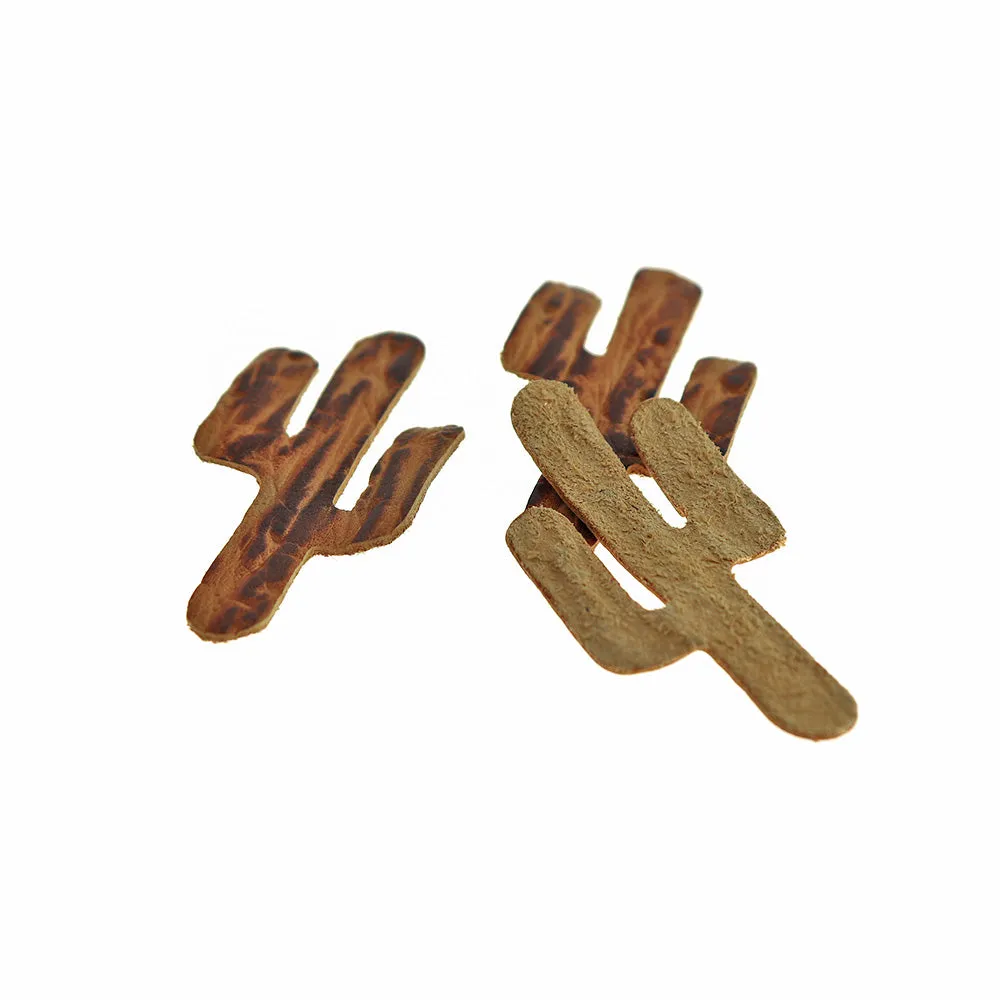 2 Imitation Leather Pendants - Cactus - Choose Your Color!