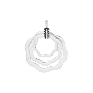 2 Pcs Tibetan Silver THREE FLOWERS CIRCLES 57mm x 46mm Charms Pendants, Lead & Nickel Free Metal Charms Pendants Beads