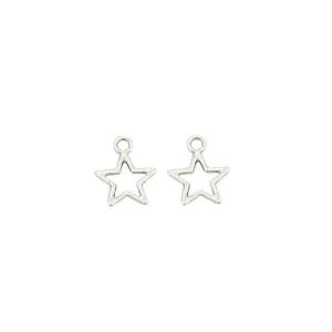 20 Pcs Tibetan Silver Star Cut Out Outline 14.5mm x 12mm 3D Charms Pendants