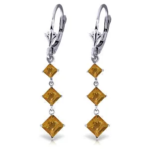 4.79 Carat 14K Solid White Gold Rebellious Citrine Earrings