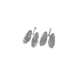 5 Pcs Tibetan Silver Lungs Anatomical Science 40mm x 29mm Charms Pendants