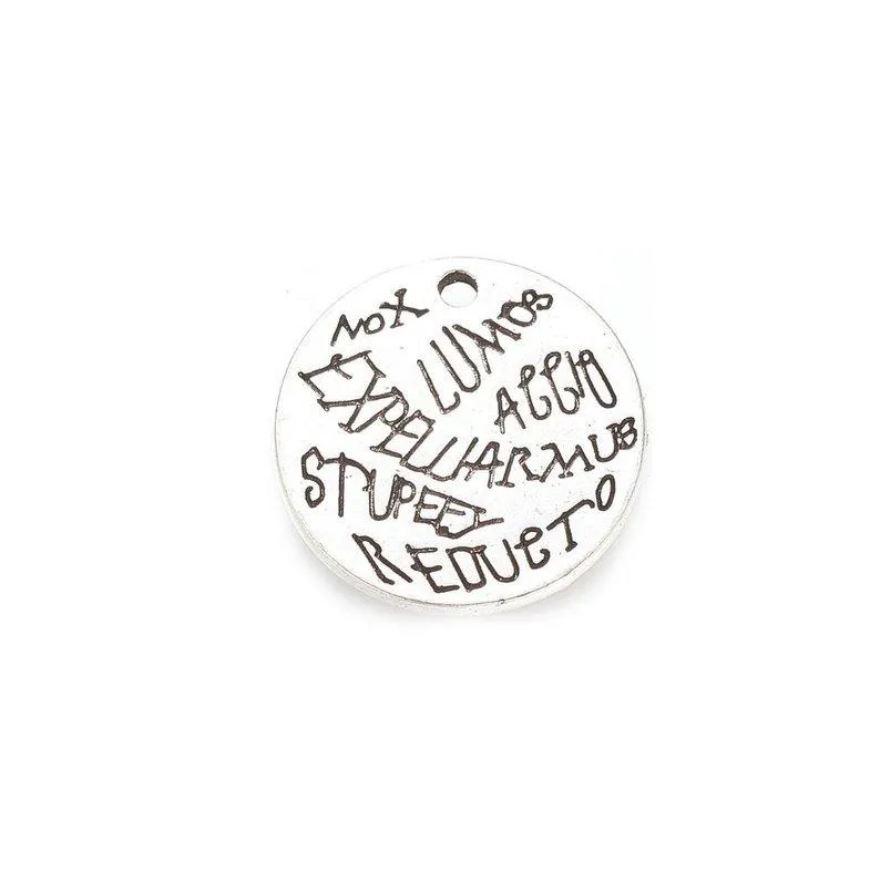 5 Pcs Tibetan Silver Spells Disc Harry Potter 19.5mm x 19.5mm Charms Pendants