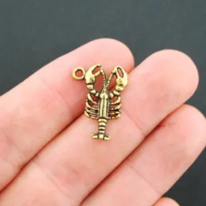 8 Lobster Antique Gold Tone Charms - GC100
