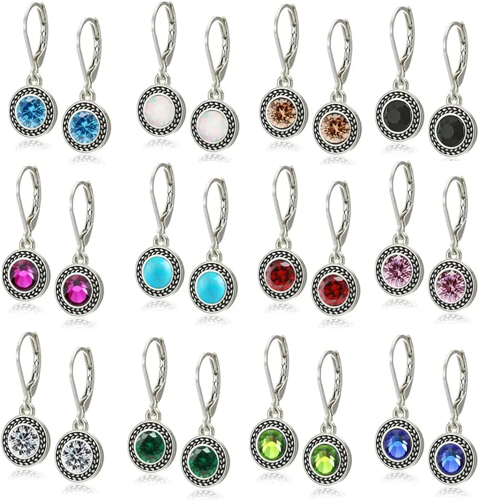 8/12 Pairs Silver Dangle Earrings for Women Multipack Teens Small Hoop Earrings with Charm Leverback Earrings for Women Handmade Earrings Bohemian Jewelry 