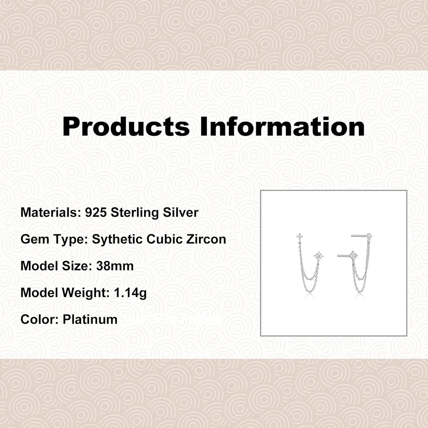 925 Sterling Silver Four Zircons Flower Stud Earrings For Women | Double Studs Chain Tassel Piercing Earring | Gold Plated Double Piercing Dangle Chain Earrings Jewelry Gifts for Women Girls