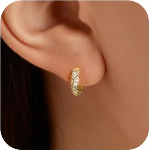 925 Sterling Silver Hoop Earrings for Women Dainty Cubic Zirconia Huggie Hoop Cartilage Cuff Earrings Ear Stud Cuff CZ Hoops Hypoallergenic Lightweight Birthday Jewelry Gift for Her Graduation Gifts