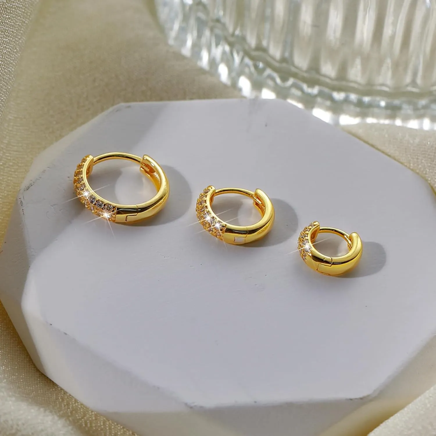 925 Sterling Silver Hoop Earrings for Women Dainty Cubic Zirconia Huggie Hoop Cartilage Cuff Earrings Ear Stud Cuff CZ Hoops Hypoallergenic Lightweight Birthday Jewelry Gift for Her Graduation Gifts