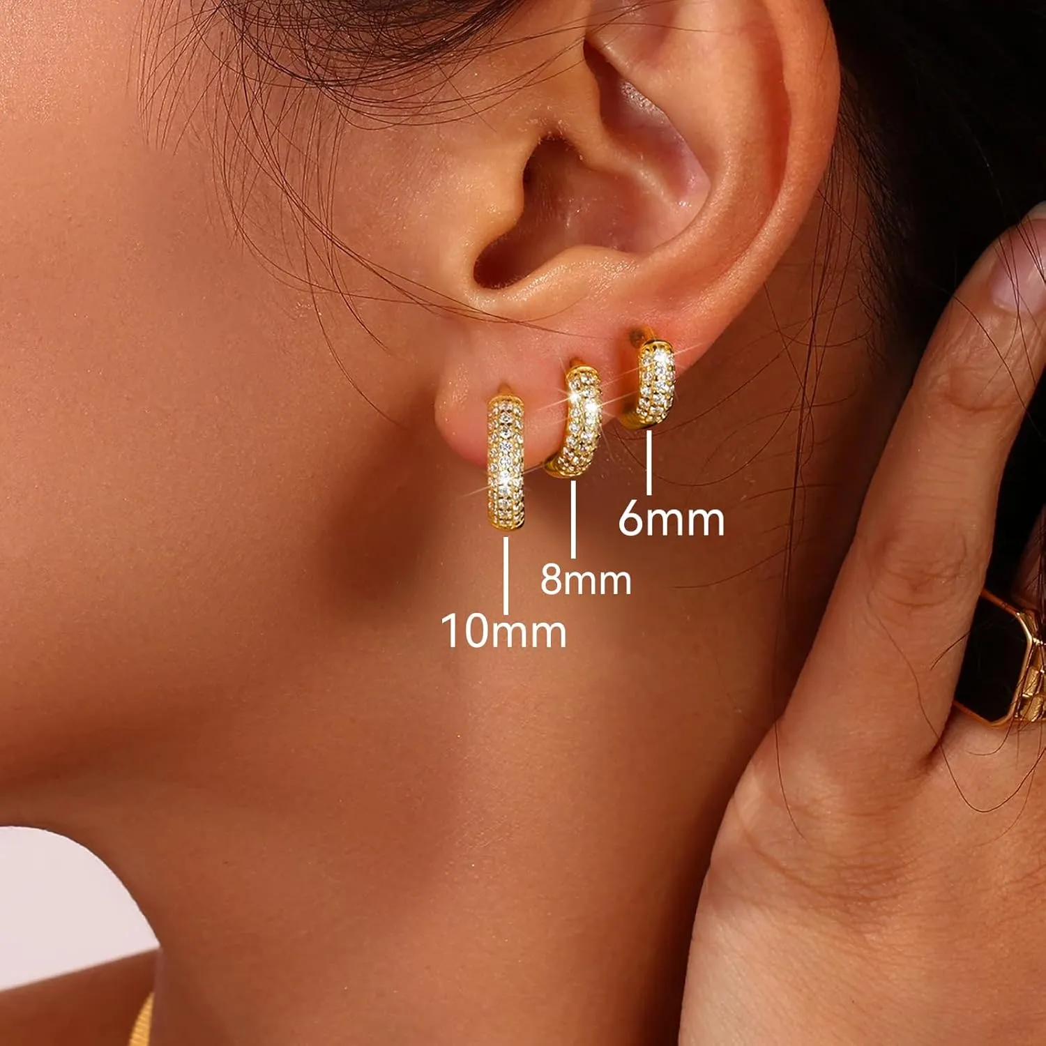 925 Sterling Silver Hoop Earrings for Women Dainty Cubic Zirconia Huggie Hoop Cartilage Cuff Earrings Ear Stud Cuff CZ Hoops Hypoallergenic Lightweight Birthday Jewelry Gift for Her Graduation Gifts