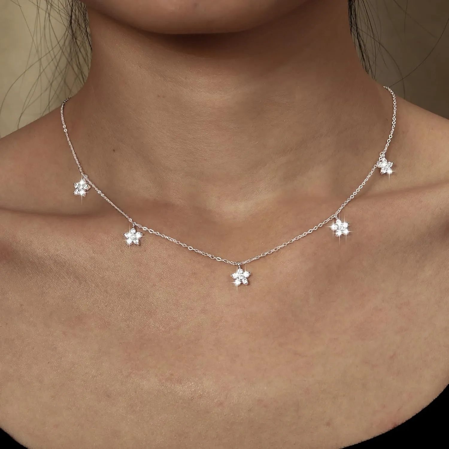 925 Sterling Silver Leaf Necklace 14K Gold Plated CZ Leaf Pendant Necklace for Women Lucky Flower Necklaces 5 Leaves Choker Necklace Dainty Chain Necklaces Jewelry To My Daughter Graduation Gifts