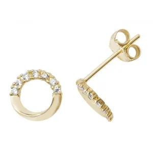 9ct Yellow Gold Half Circle Zirconia Stud Earrings ES507