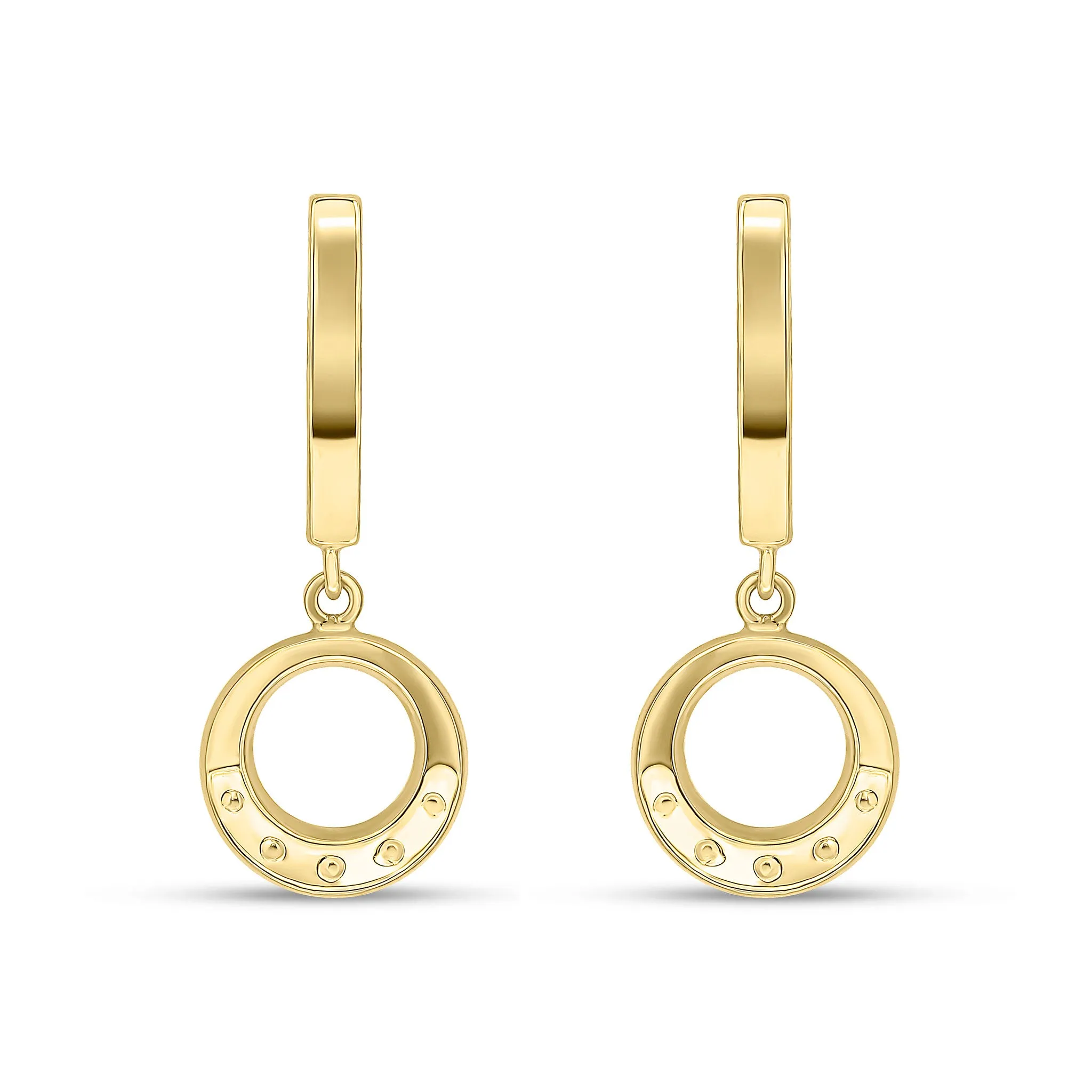 9K Yellow Gold Circle Drop Earrings