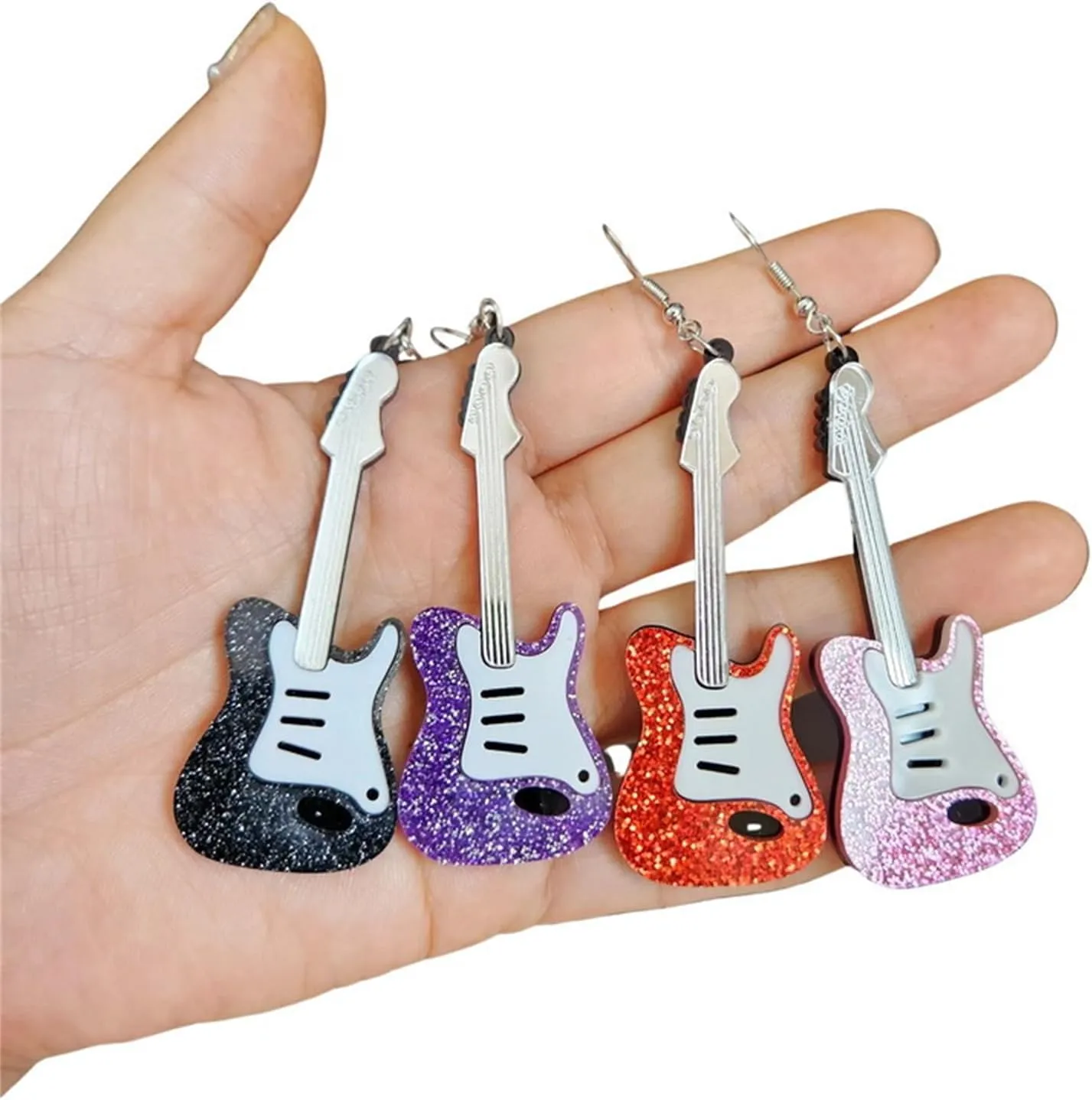 Acrylic Classical Guitar Earrings Retro Rock Band Music Guitar Earrings Punk Instrument Earrings Lightweight Guitar Dangle Earrings for Women Music Lovers Statement Jewelry