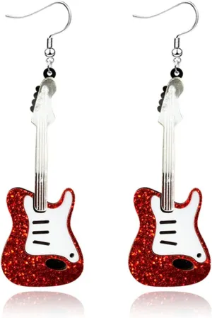 Acrylic Classical Guitar Earrings Retro Rock Band Music Guitar Earrings Punk Instrument Earrings Lightweight Guitar Dangle Earrings for Women Music Lovers Statement Jewelry