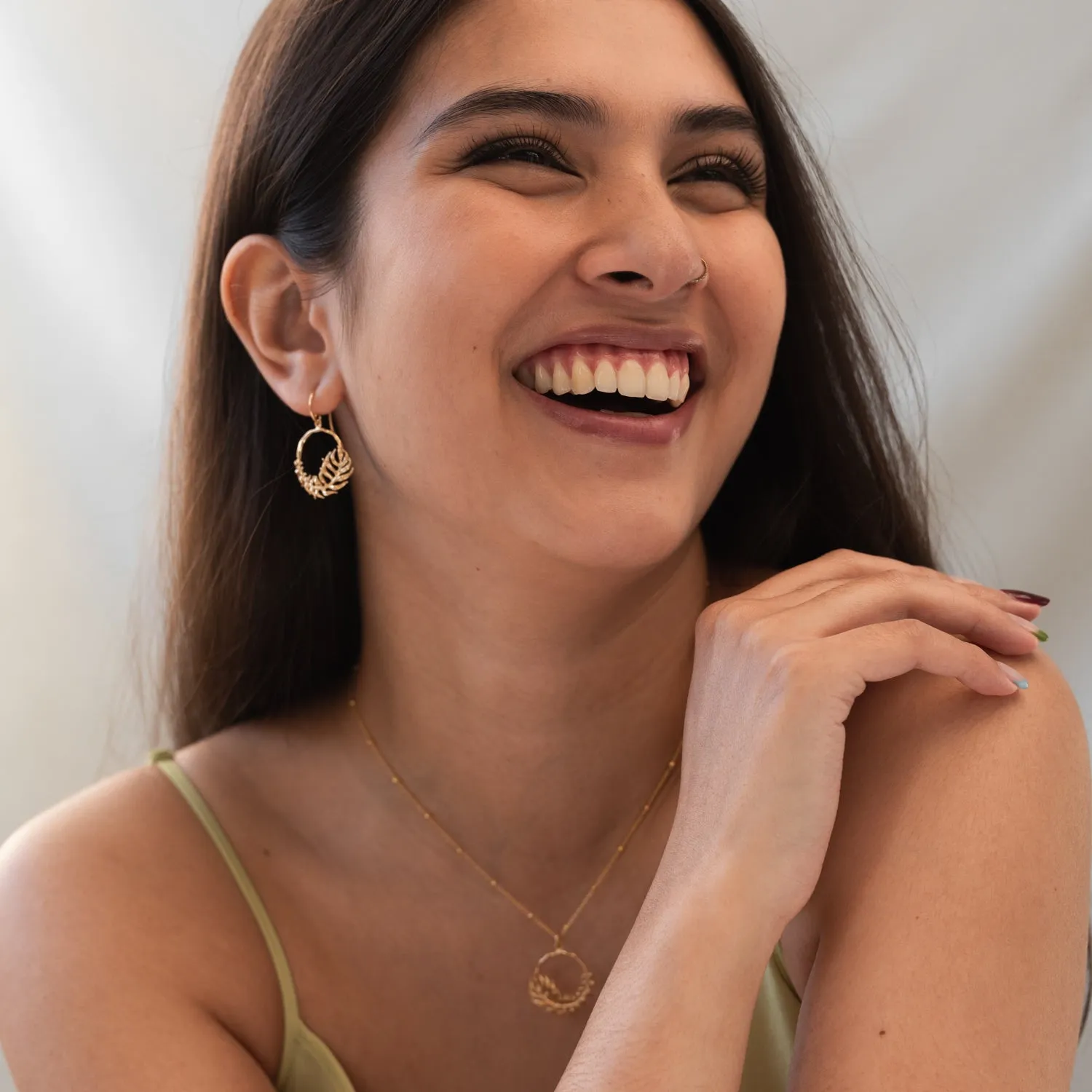 Angel Feather Circle Drop Earrings