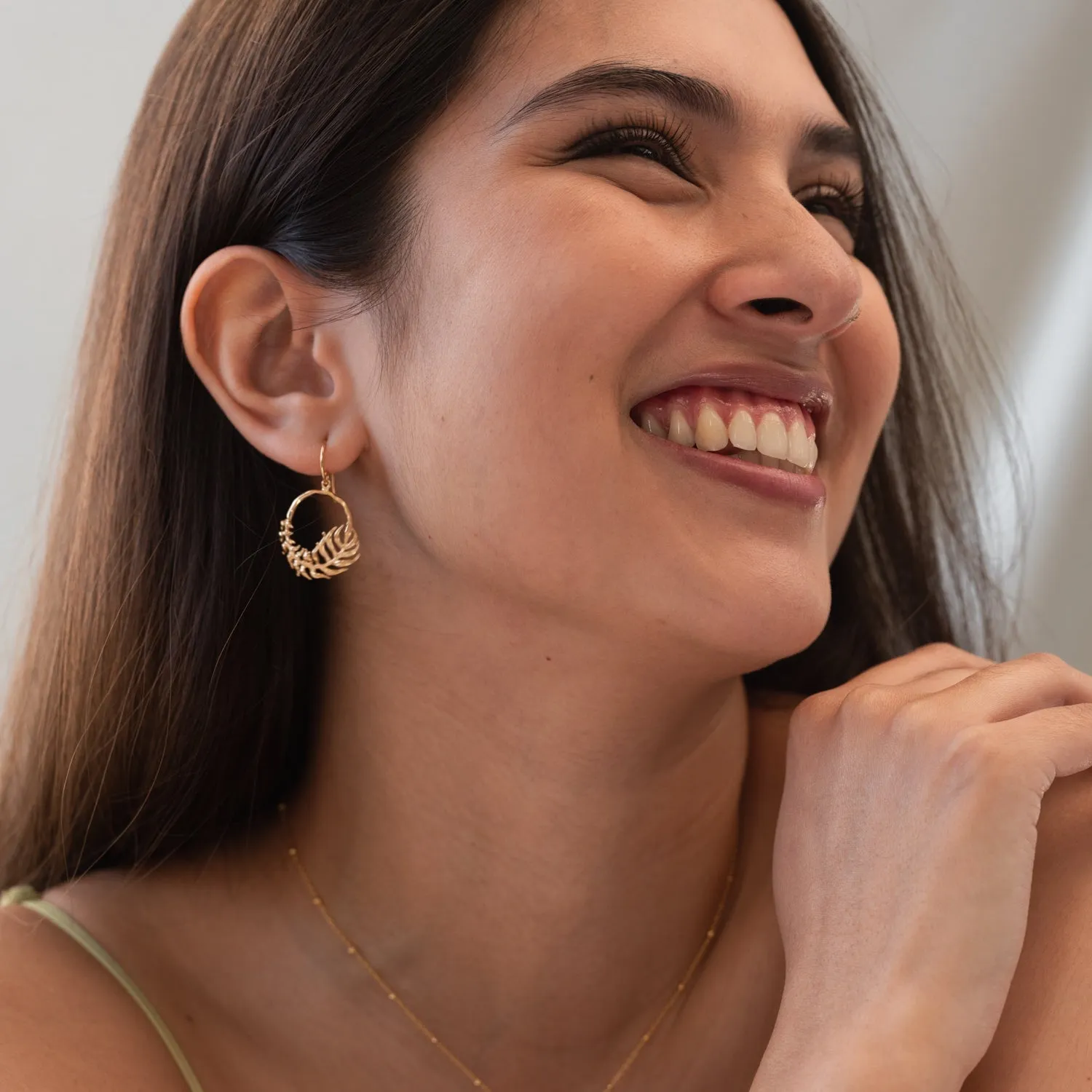 Angel Feather Circle Drop Earrings