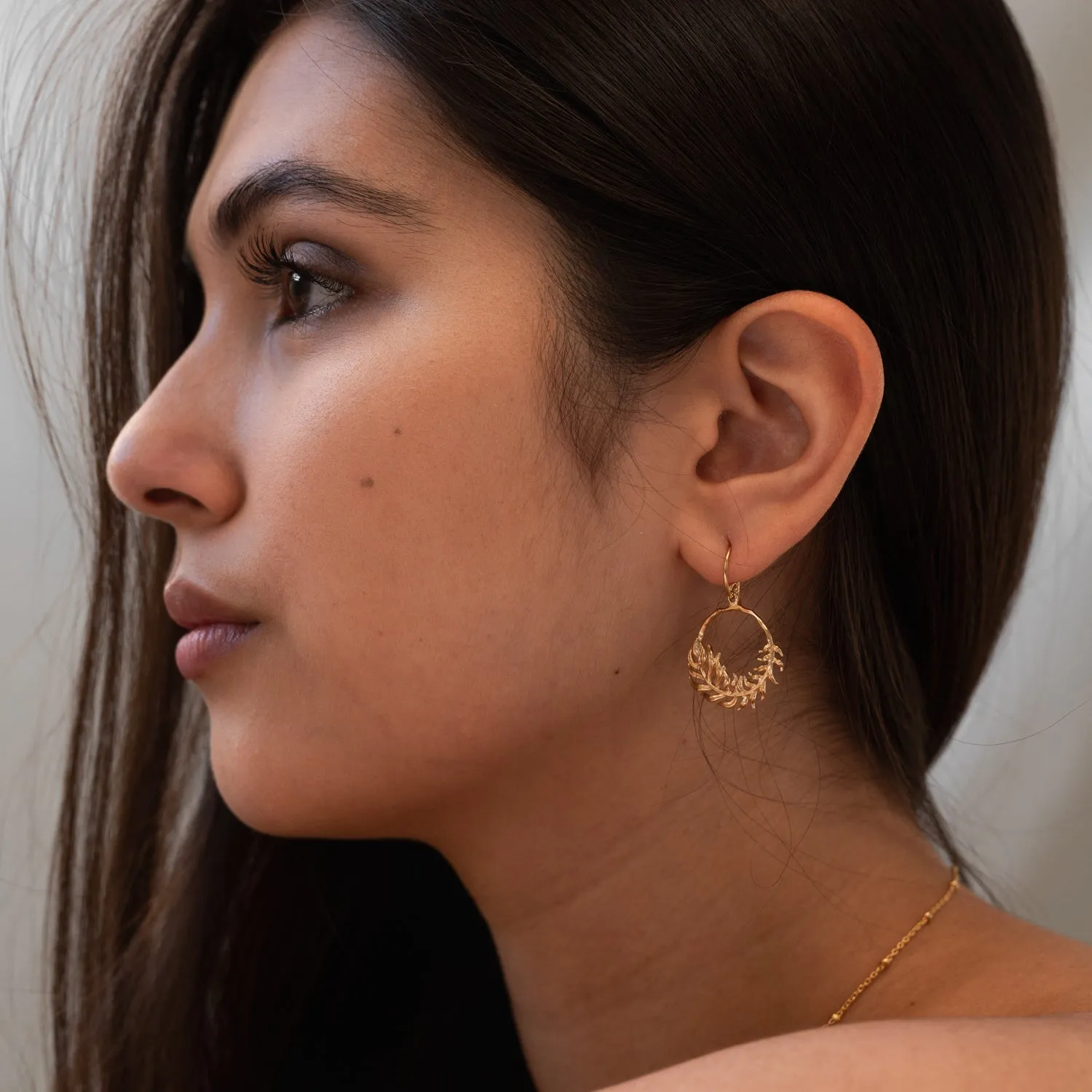 Angel Feather Circle Drop Earrings