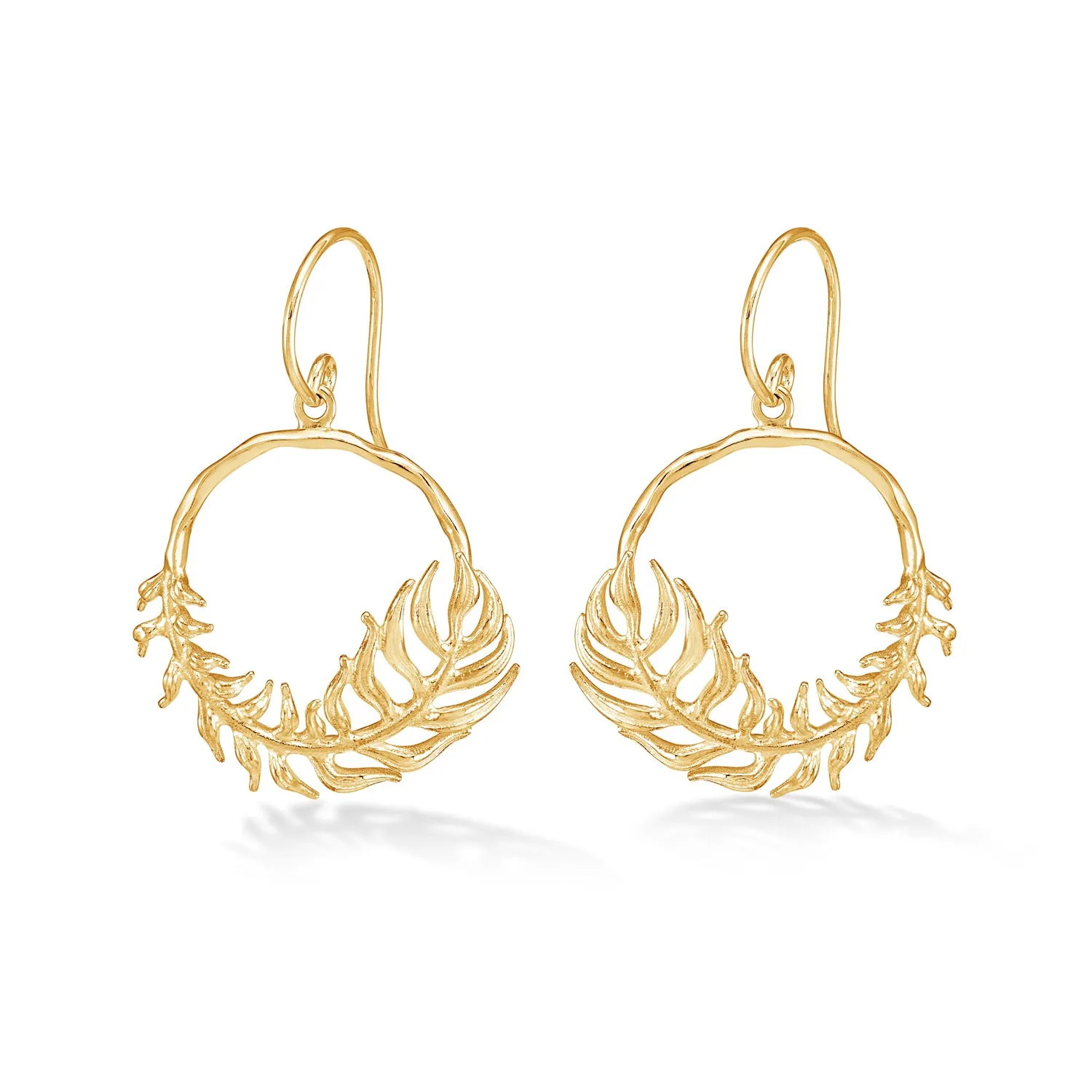 Angel Feather Circle Drop Earrings
